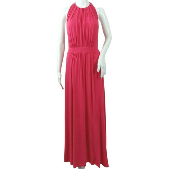 Boden Felicity Jersey Halter Maxi Dress Women's Size 14R Carnival Pink Stretch - Picture 2 of 12